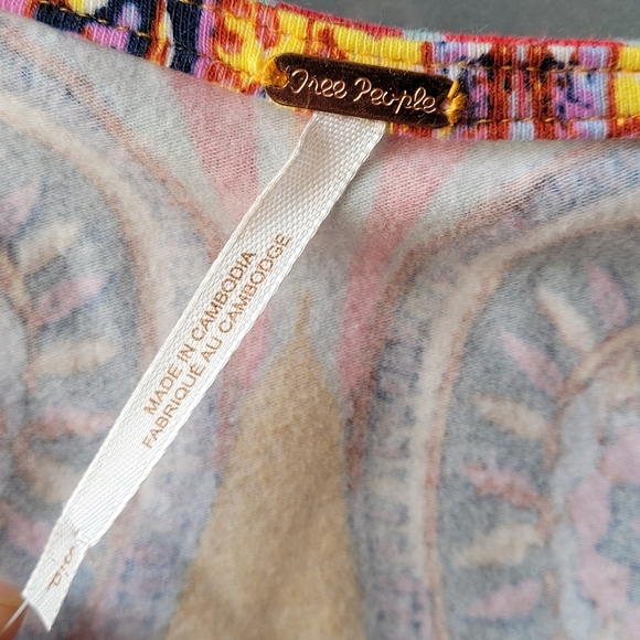 Free People Pick A Place Pink Vibrant Tribal Print V Neck Bodysuit NWT SP - Picture 3 of 10